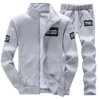 Trendy Men's Sweatshirt Stand Collar Jacket Casual Spring Autumn Fat Boy Clothes Trousers Sports Wear For Youth