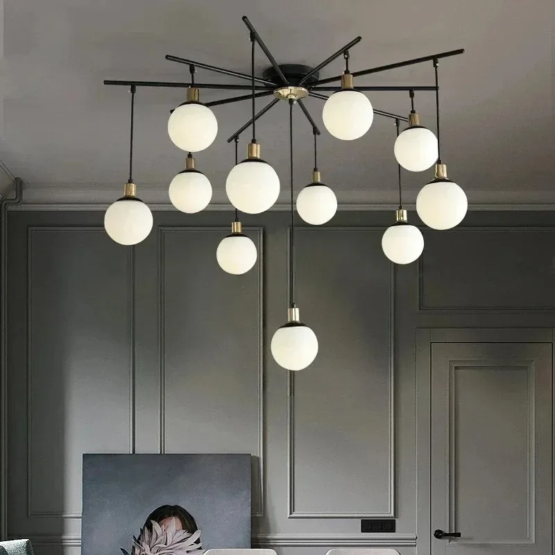 Nordic LED Magic Bean Chandeliers Living Dining Room Home Decor Lighting Postmodern Apartment Staircase Duplex Hanging Lamps
