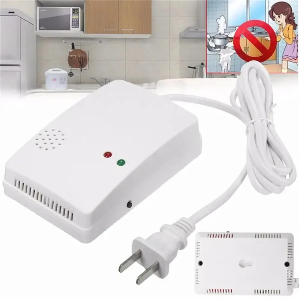 Duurzaam 220V Brandbaar Gas Alarm Sensor EU Plug Wit Vergiftiging Gas Sensor Waarschuwing Alarm Tester Voor Home Security