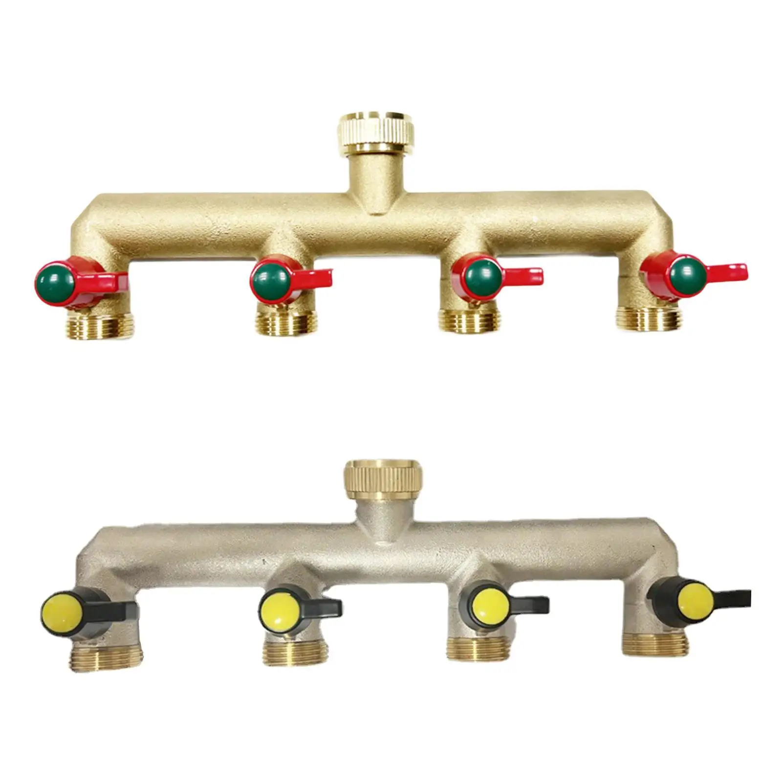 Brass 4 Way 3/4inch Faucet Diverter Versatile for Lawn Irrigation Sturdy Accessory with 4 on/Off Valve