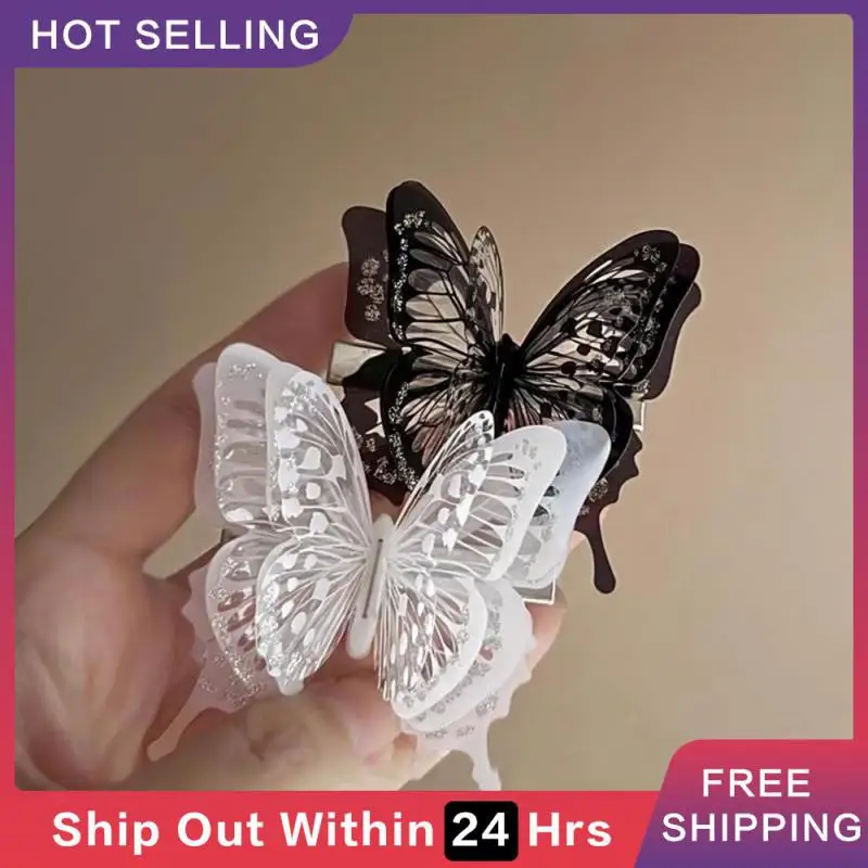 Side Bangs Charming Appearance Deluxe Elegant Ice Crystal Hairpin Butterfly Hairpin Hairstyle High Demand Ice Crystal Ethereal