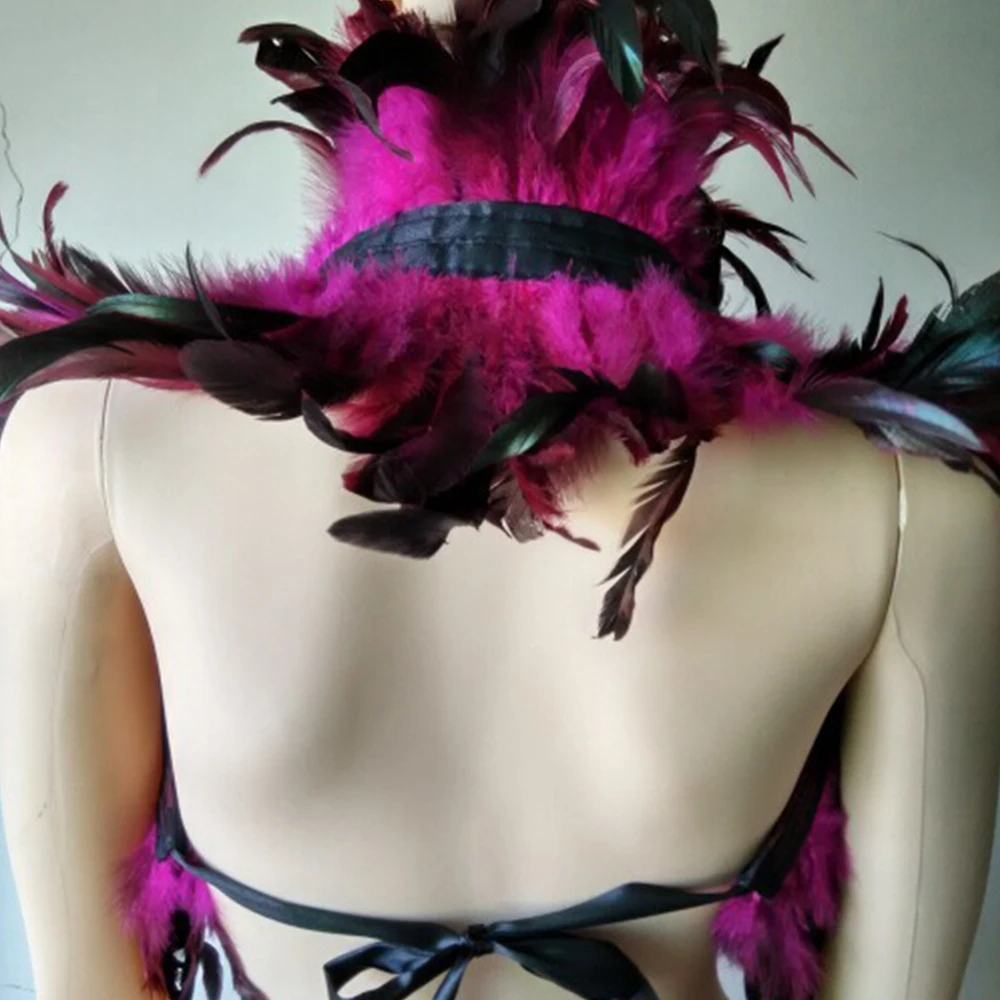 Halloween Feather Shrug Shawl Gothic Punk Feather Cape Natural Feather Shrug Shawl Women Cosplay Stage Show Party Club Costume