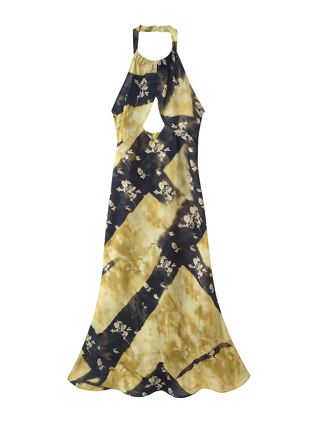 2026 Sommer Neu Damen Französisches Retro-Kleid mit Print und Cut-Outs, sexy Rückenfreies Strand-Urlaubskleid mit Neckholder