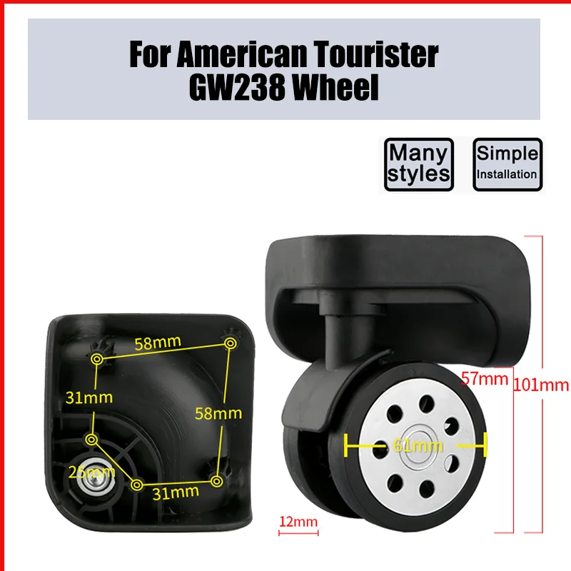 For American Tourister GW238 Trolley Case Wheel Wear-resistant Luggage Accessories Replacement Repair Roller Suitcase Pulley