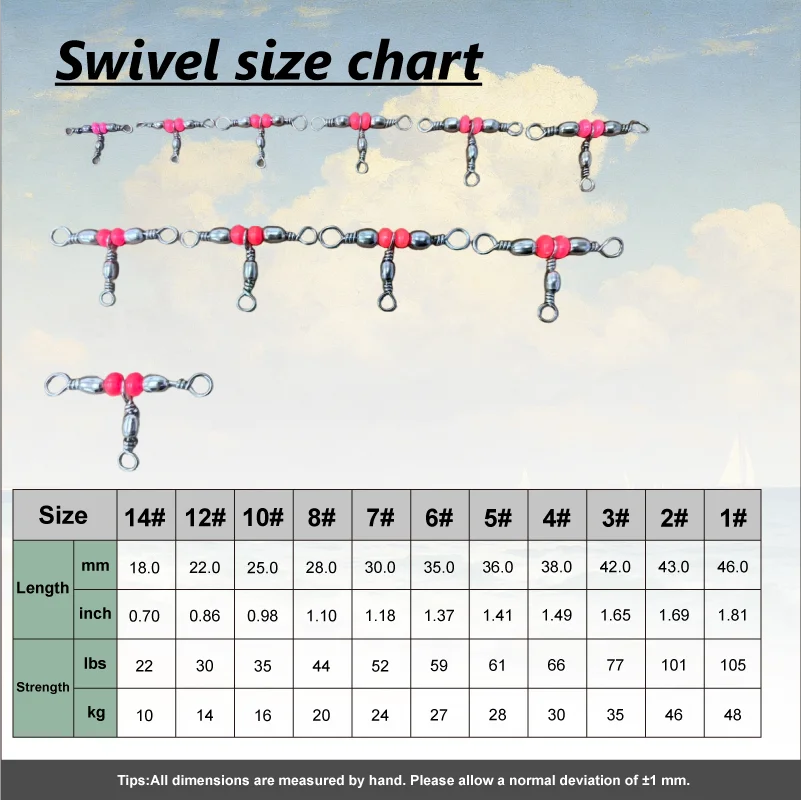 30Pcs/60Pcs Tackle T-Turn Barrel Swivels 3-Way Fishing Line Connectors Triple Cross Line Swivels For Angling Accessories