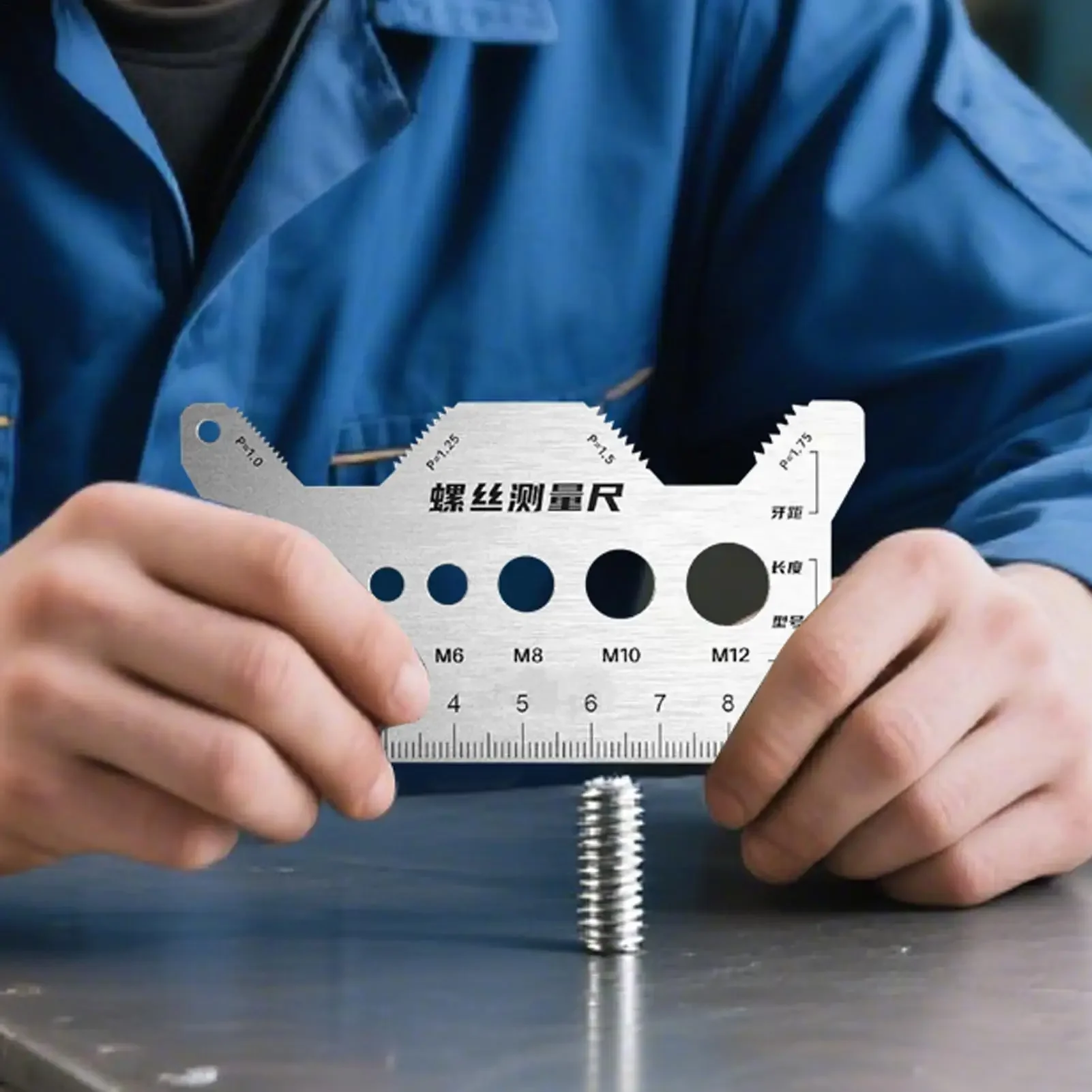 Stainless Steel Screw Gauge | High-Precision Thread Pitch & Diameter Ruler | Multi-Function Fastener Measuring Tool