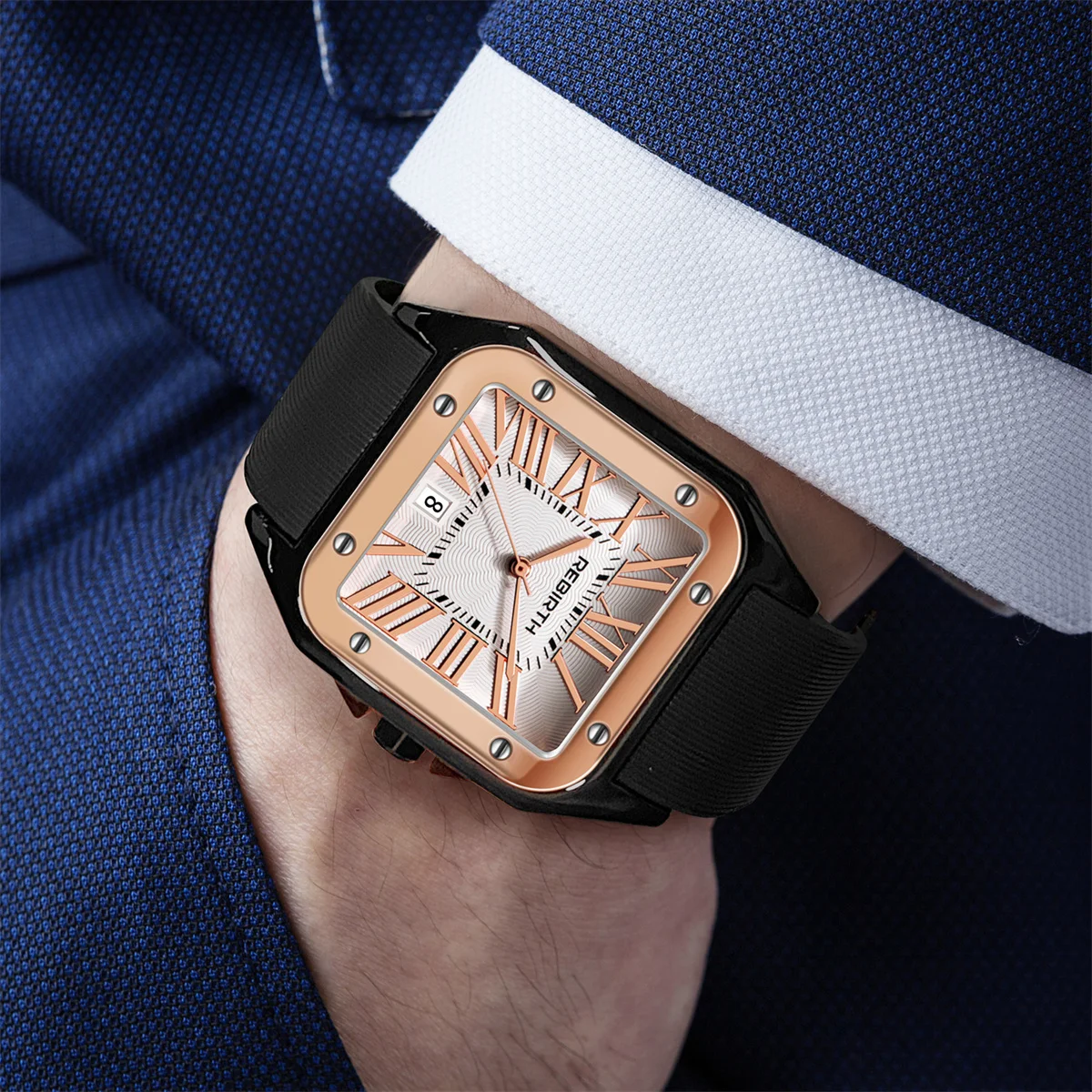 ساعة كوارتز ممتازة بتقويم بمقياس روماني بسيط وأنيق