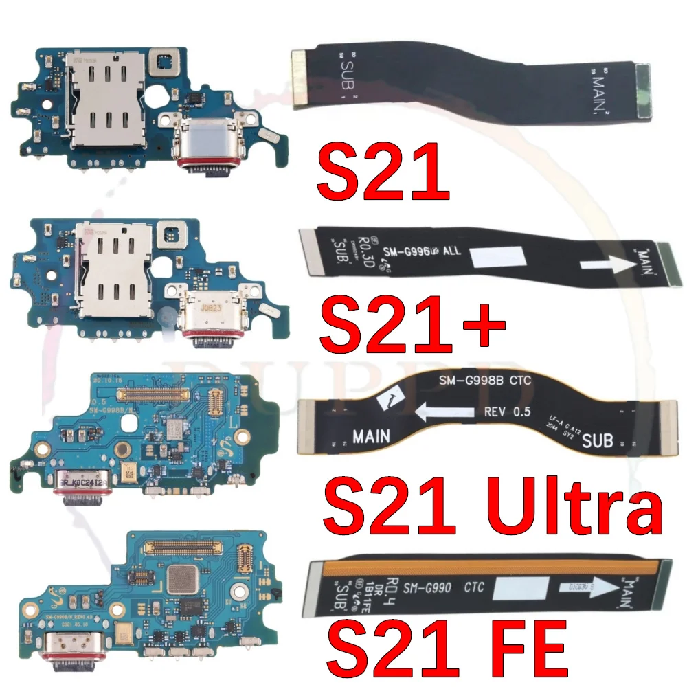 Port USB Ładowarka złącza dokującego do Samsung Galaxy S21+ Ultra S21 FE G990 G991 G996 G998 Elastyczny kabel płyty głównej