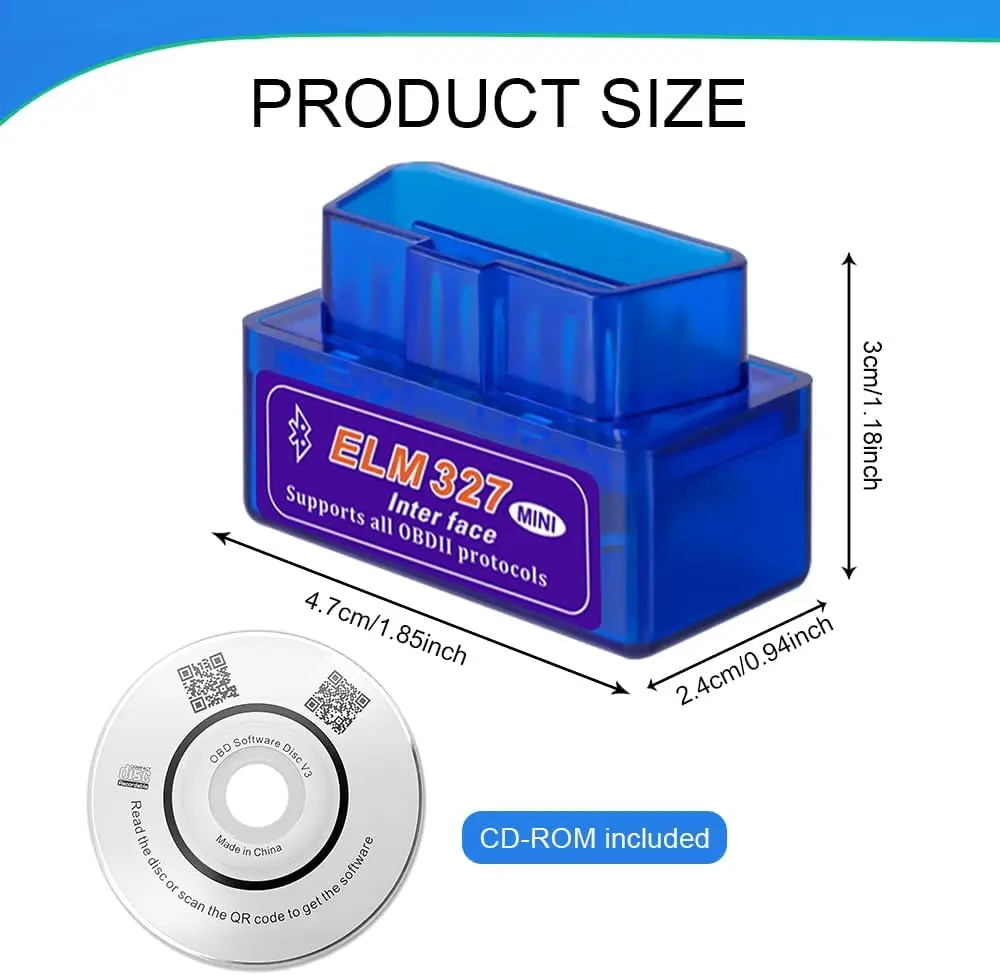 Scanner OBD2 ELM327 da 2 pezzi, strumento diagnostico per auto Bluetooth per Android/Windows