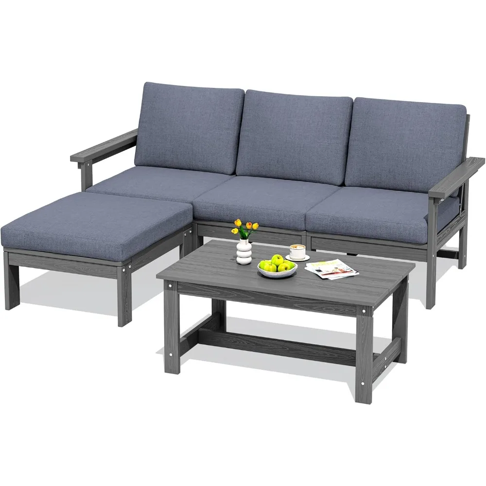 

Outdoor Sectional Sofa Set, 5-Piece Outdoor Modula Couch Set with Ottoman, All Weather Patio Furniture Set with Chaise for Deck