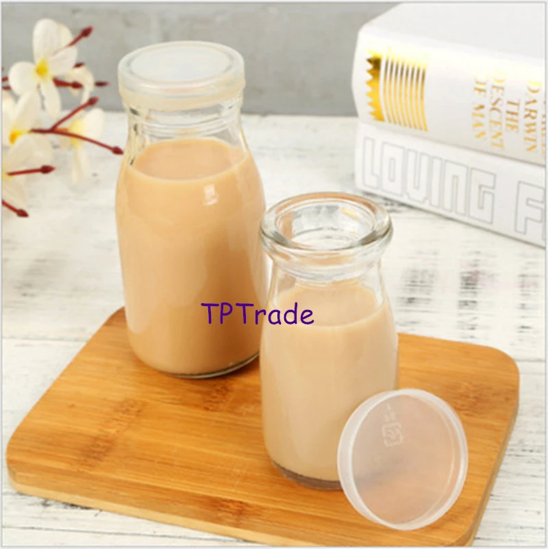 100/300/500pcs 45mm Clear Pudding PE Lids Milk Glass Bottle Universal Caps for Yogurt, Milk, Jam, Jellies, Honey, Spices Mousse