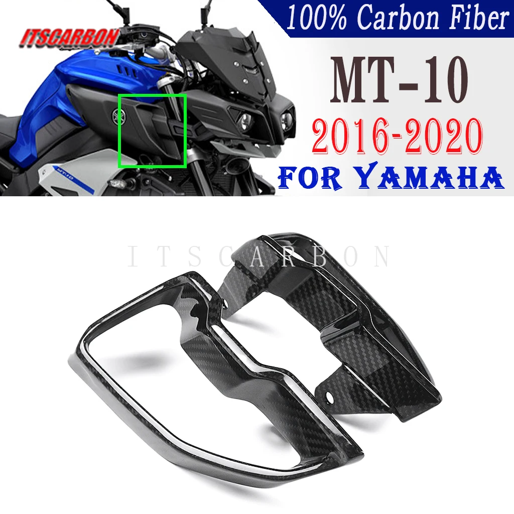 Pure Real Dry Carbon Fiber Air Intake Cover Parts Fairing Kits Accessories For Yamaha MT10 MT-10 FZ-10 2017 - 2019 2020 2021