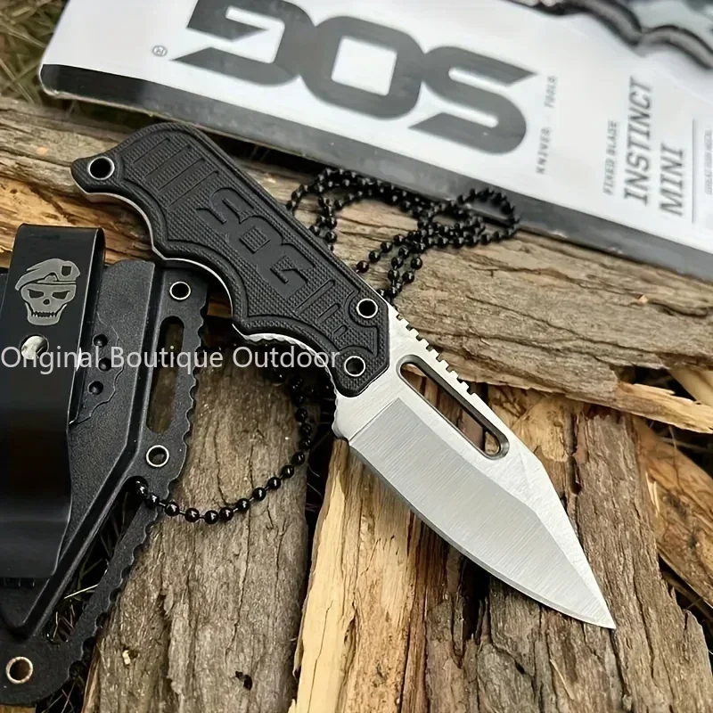 Hot Lightweight Full Tang Instinct Fixed Knife G10 Handle Mini Pocket EDC Neck Chain Multifunction Tools with ABS Plastic Sheath