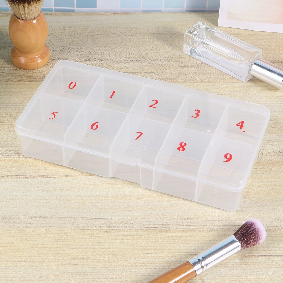 3 個 10 グリッドネイルアート収納ボックス偽ネイル用透明ボックスピースオーガナイザーケース耐久性のあるコンテナ家庭用