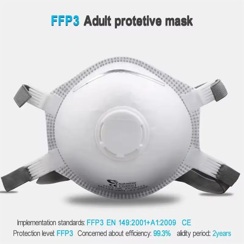 FFP3 Valve CE Cup Type Mask Protective Masks Disposable PM2.5 Masks Filter Headwear Mouth Polishing Mask