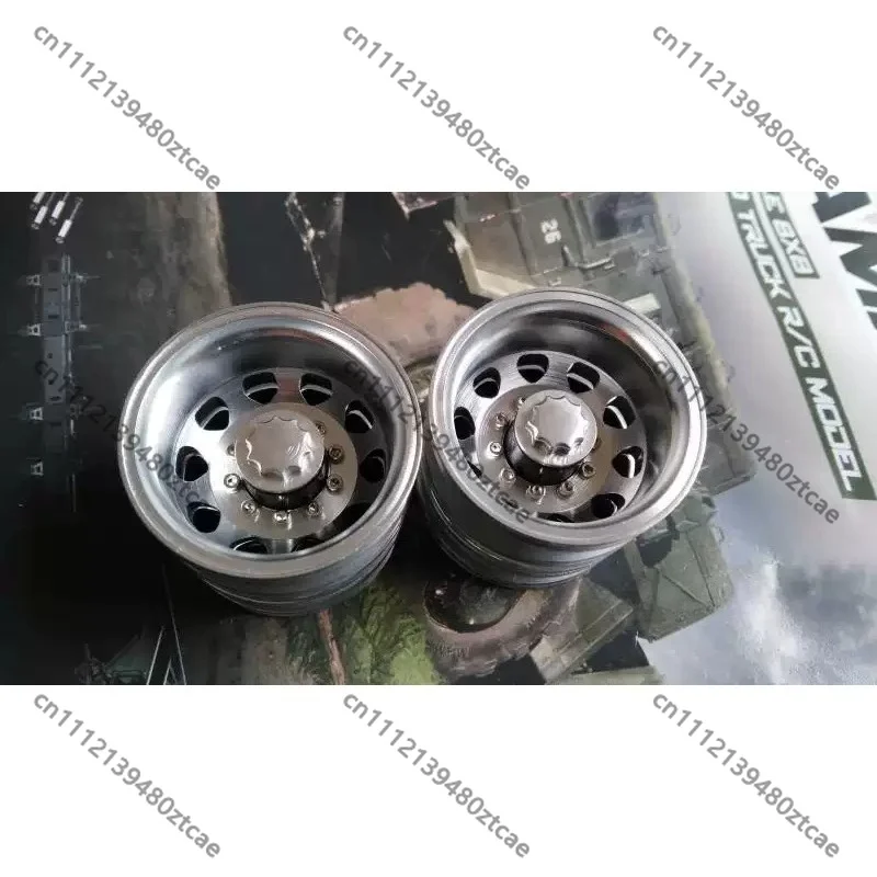 Alloy Rear Dual‑Wheel Rim & Tire Set (1‑Axle Kit), Upgrade Spare‑Part for 1/14 RC Tractor‑Trailer Container Truck, Hobby