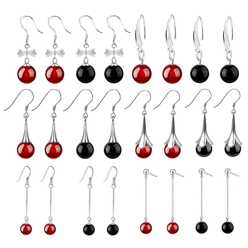 Korean Red Natural Stone Drop Earrings For Women Natural agate Jewelry Bridal Party Wedding Tassel Earrings 2026 Trendy 2Z40