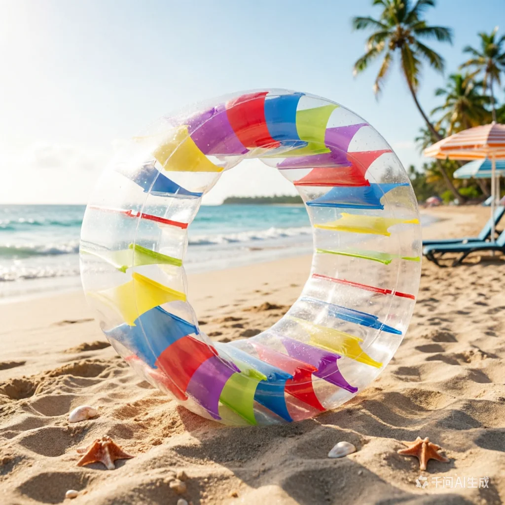 PVC Inflatable Water Wheel Roller, Colorful Transparent Floating Tube for Pool, Kids' Beach Toy with Anti-Slip Design
