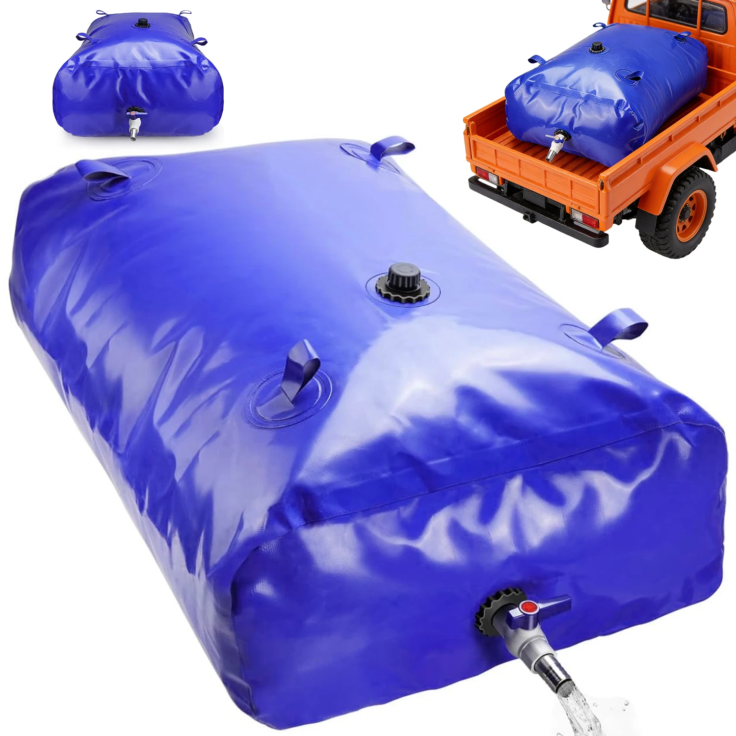 Sac de stockage d'eau pliable et portable de 350L, 100x70x50cm, avec valve de sortie, grande capacité, pour camping, camping-car, irrigation de jardin, lutte contre les incendies, collecte d'eau de pluie, test de pression en construction, utilisation pour eau non potable
