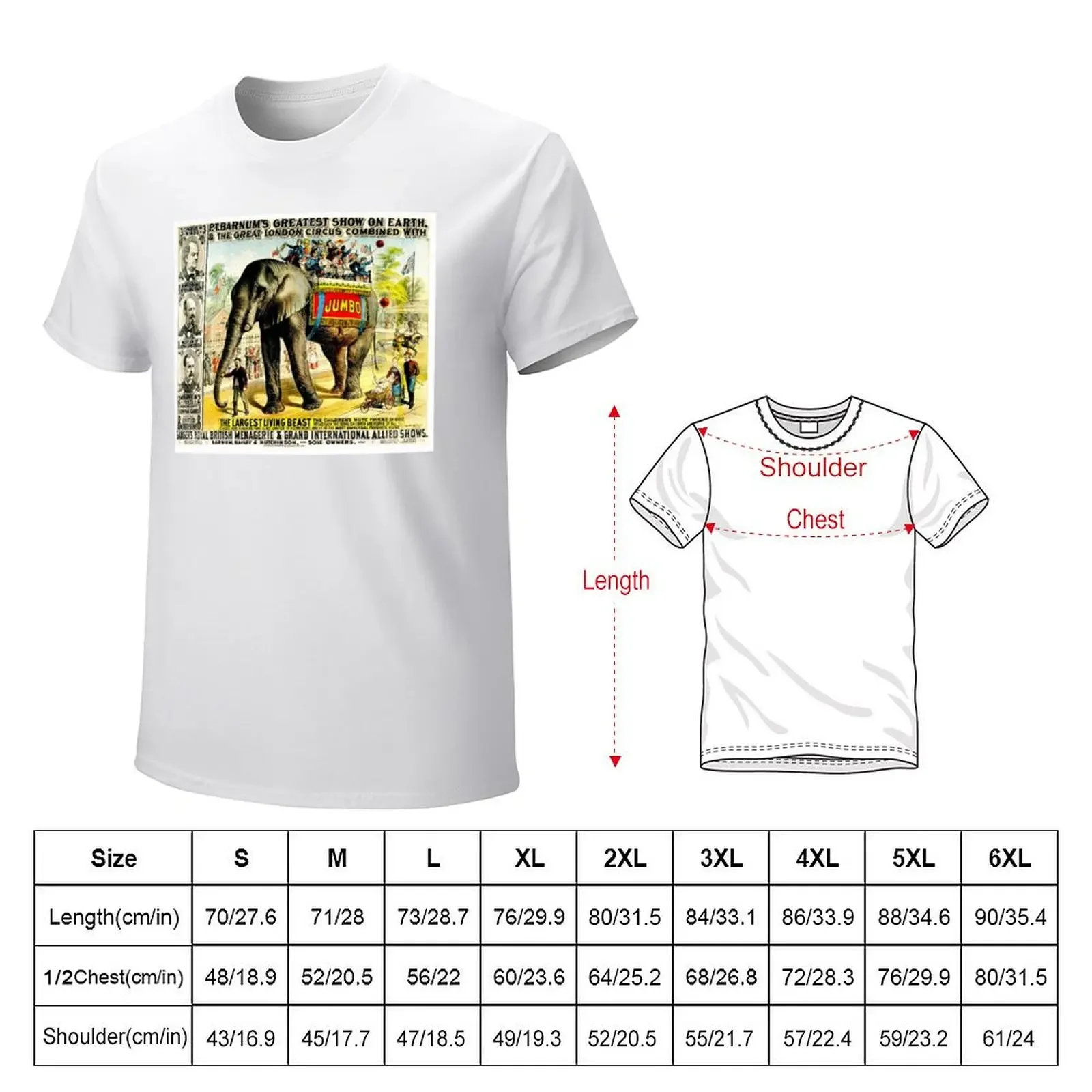 BARNUM : Vintage Jumbo Elephant Circus Advertising Print T-shirt plus sizes for a boy mens t shirt