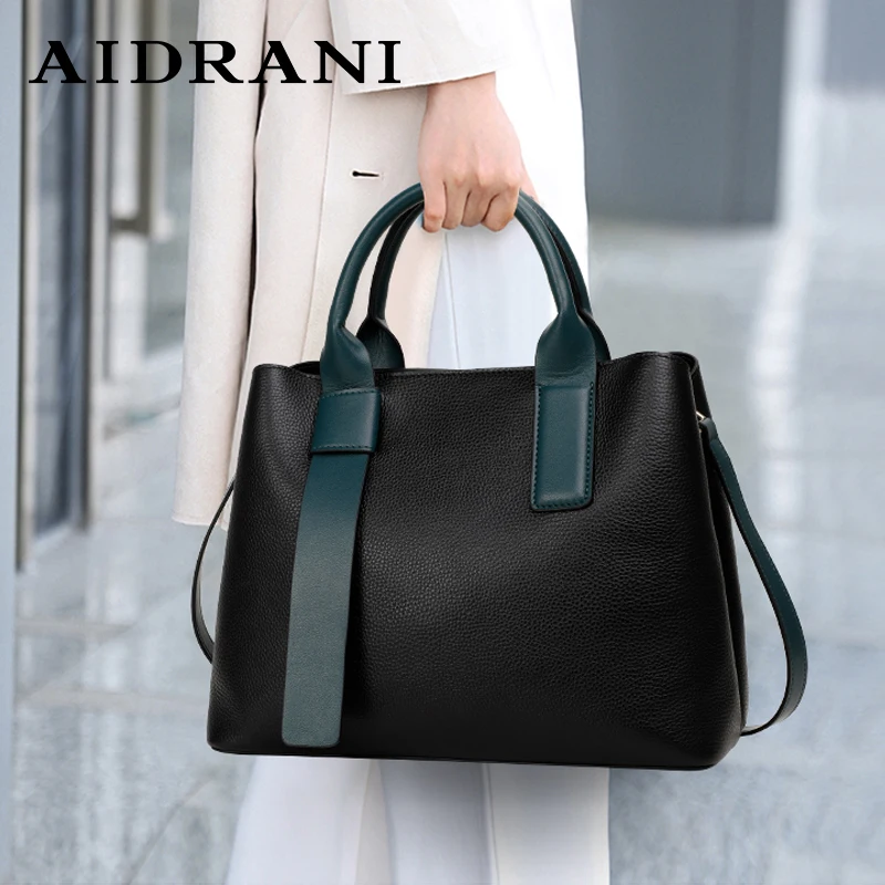 Aidrani Shoulder Crossbody Bags Genuine Leather Women\'s Bag Fashion Ladies Luxury Designer Handbags Tote Bag Large Capacity