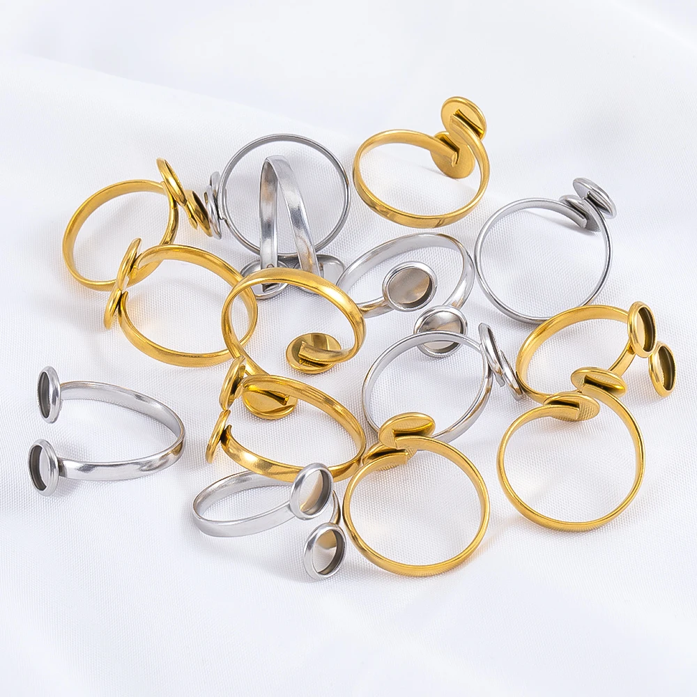 5 個のステンレス鋼調節可能なダブルベゼルリングベースゴール - Gold Plated Ring のレビューと価格