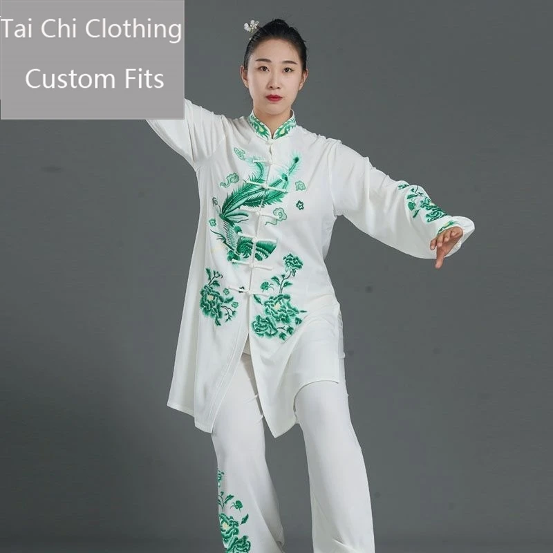 Qifeng Tai Ji Suit Women's Double Silk Linen White New High-End Spring and Autumn Performance Exercise Clothing
