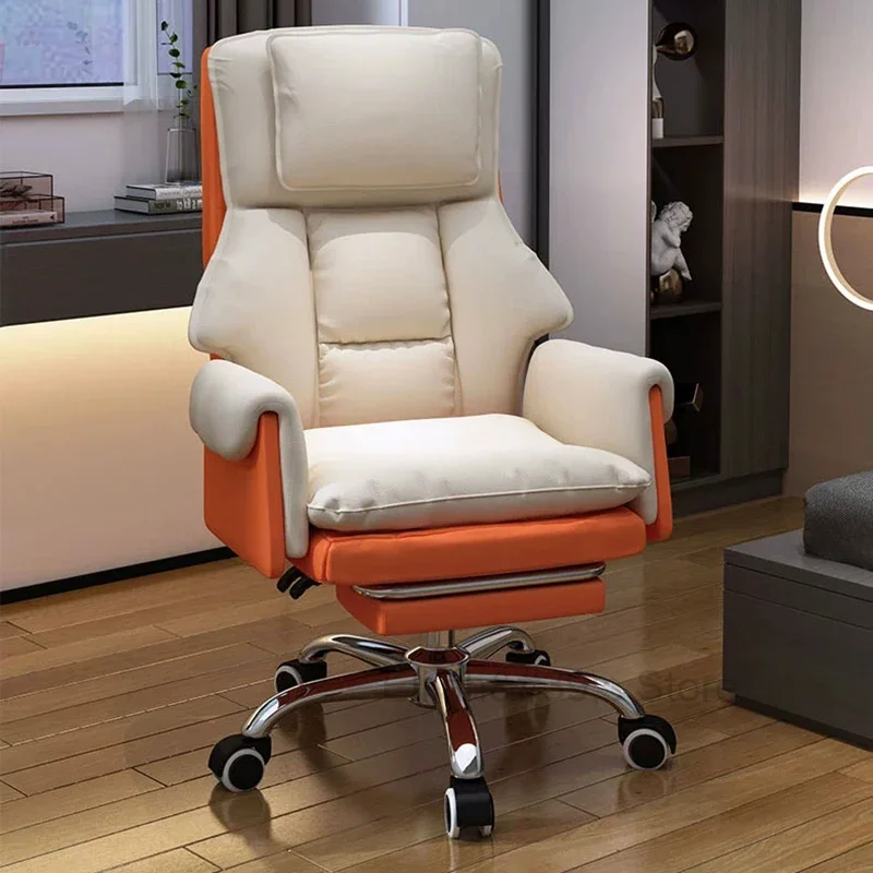 Recliner Ergonomic Chair Playseat Leather Reading Folding Accent Chair Study Footrest Relaxing Sedie Da Ufficio Office Furniture