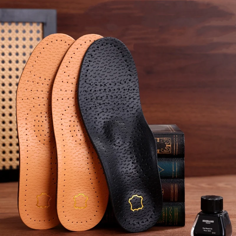 Leather Flat FeetArch Support Insoles For Men Women Breathable Sweat-absorbent Odor-proof Casual Comfortable Massage Insoles