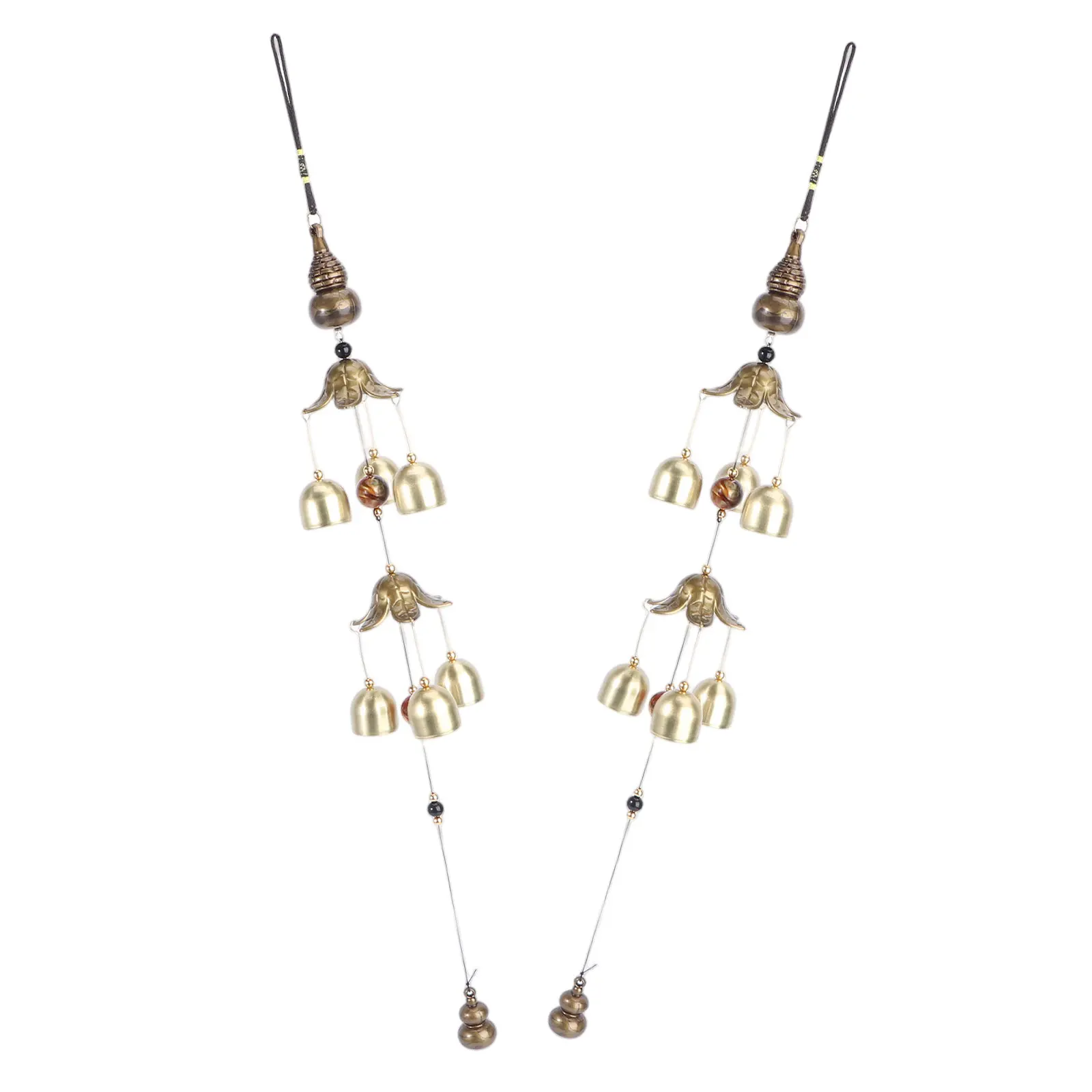 2Pcs Vintage Metal Wind Chime Gourd Design Blessing Hanging Bell for Mother Housewarming Present Prosperity Charm Indoor Outdoor