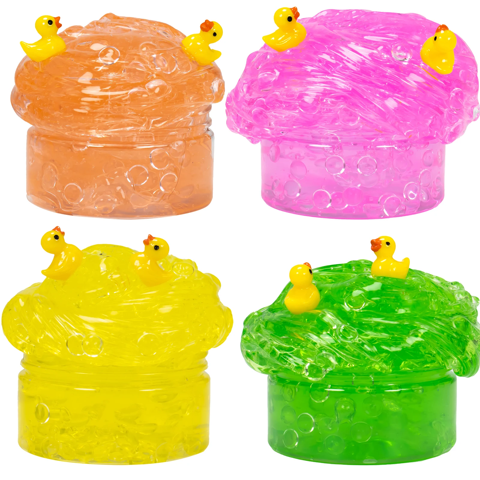 120ml Scented Clear Slime Kit Toy with Duck accessories, Stretchy & Non-Sticky Crystal Slime Pack Gift for Party Present Favors