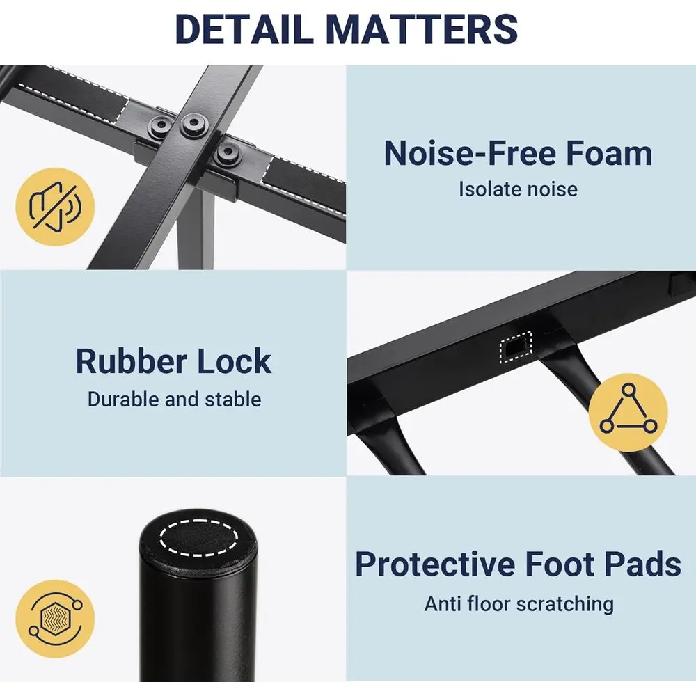 14 Inch King Metal Bed Frame with Victorian Style Headboard and Footboard, Mattress Foundation, Storage Space, No Box Spring Nee