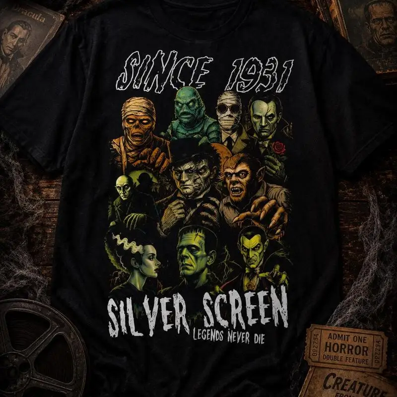 Silver Screen Legends Classic Monsters Collage T-Shirt