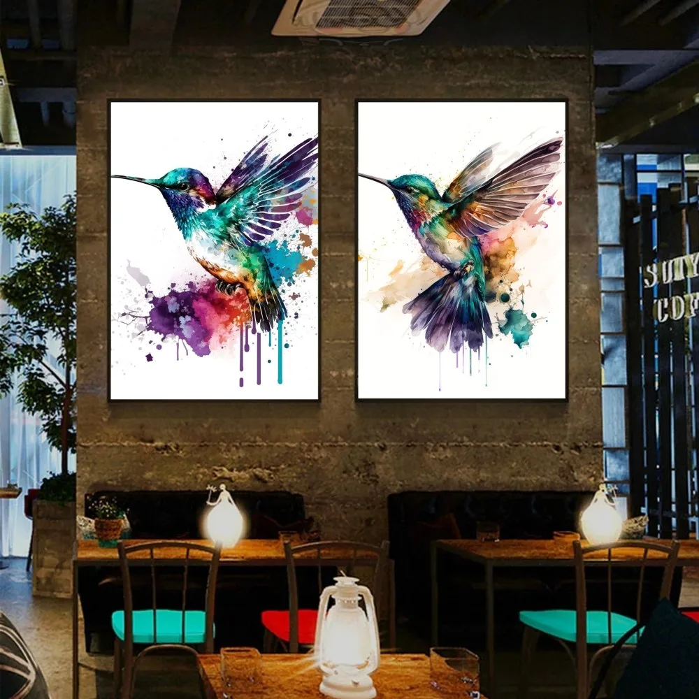 Vintage Watercolour Style Watercolor Humming Bird Art Poster Poster Stickers Art Wall Murals Decor Game Room Decor Gifts Kawaii