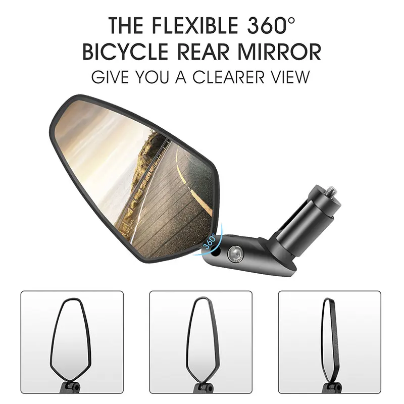 WEST BIKING Bicycle Rearview Mirror 360 Rotate Wide Angle Back Sight Reflector HD MTB Road Bike Handlebar Mirror Bike Accessorie