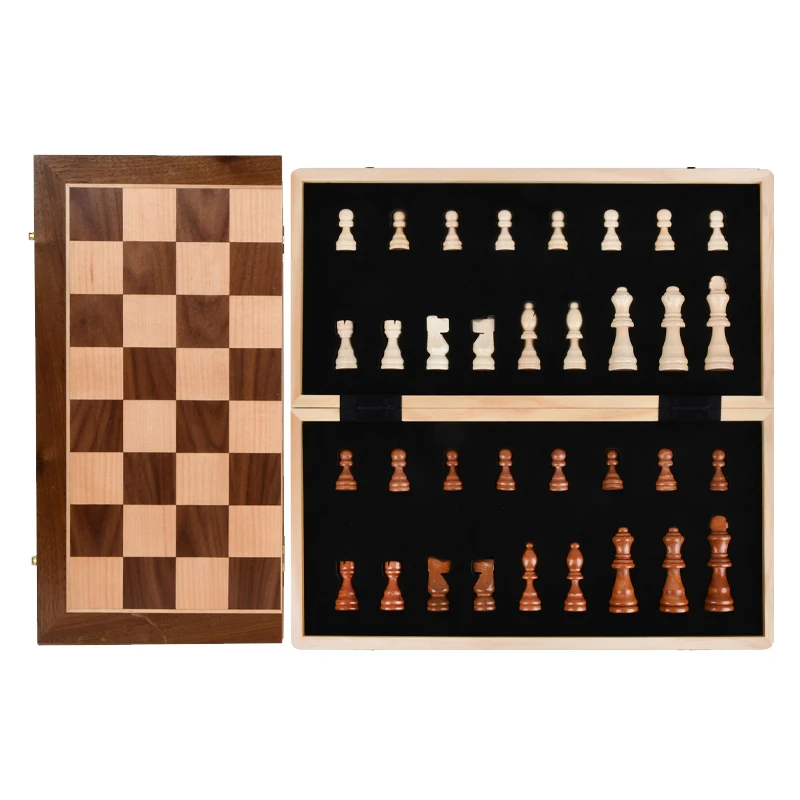 

Индивидуальный магнитный деревянный шахматный набор, двойная складная доска Queens, портативная дорожная доска ручной работы, классическая игра для детей и взрослых