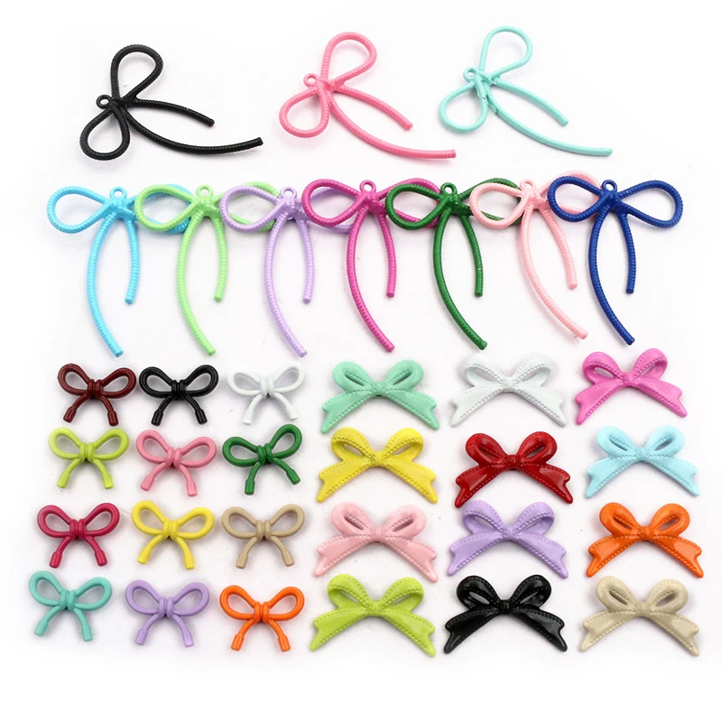 10pcs Random Mix Enamel Bow Tie Charms Pendant Alloy Handmade DIY Jewelry Making Accessories for Bracelet Necklace Keychain