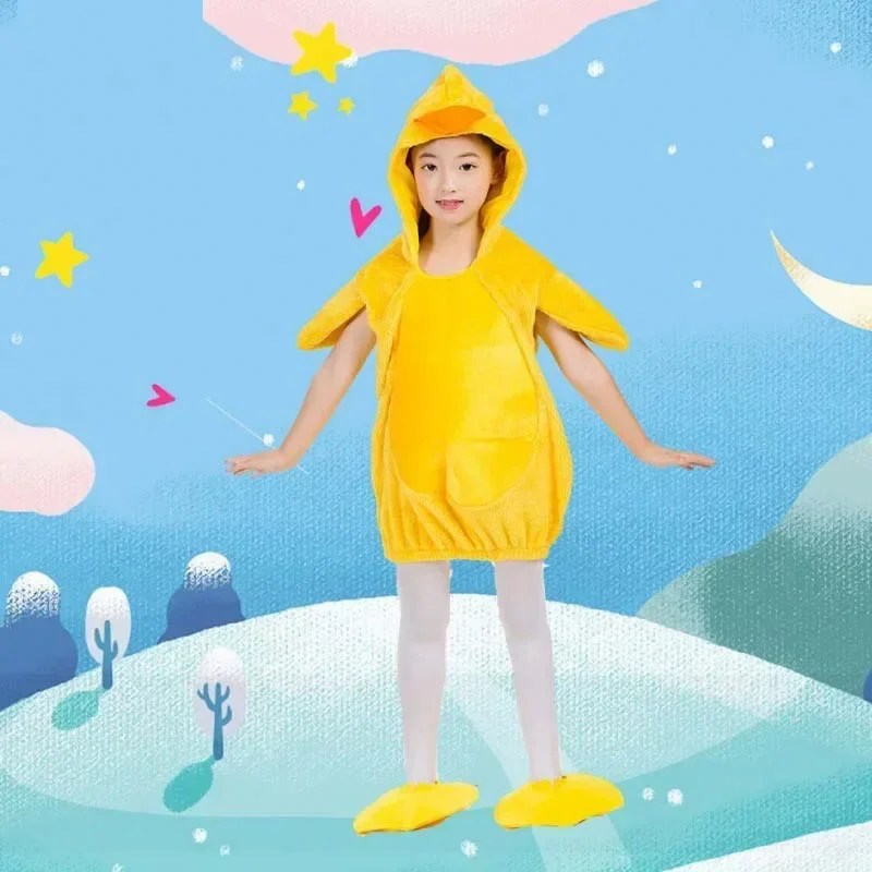 Unisex Girls Kids Boy Yellow Chicken Chick Duck Animal Costumes Shoes Stocking Dress Up Birthday Party Halloween