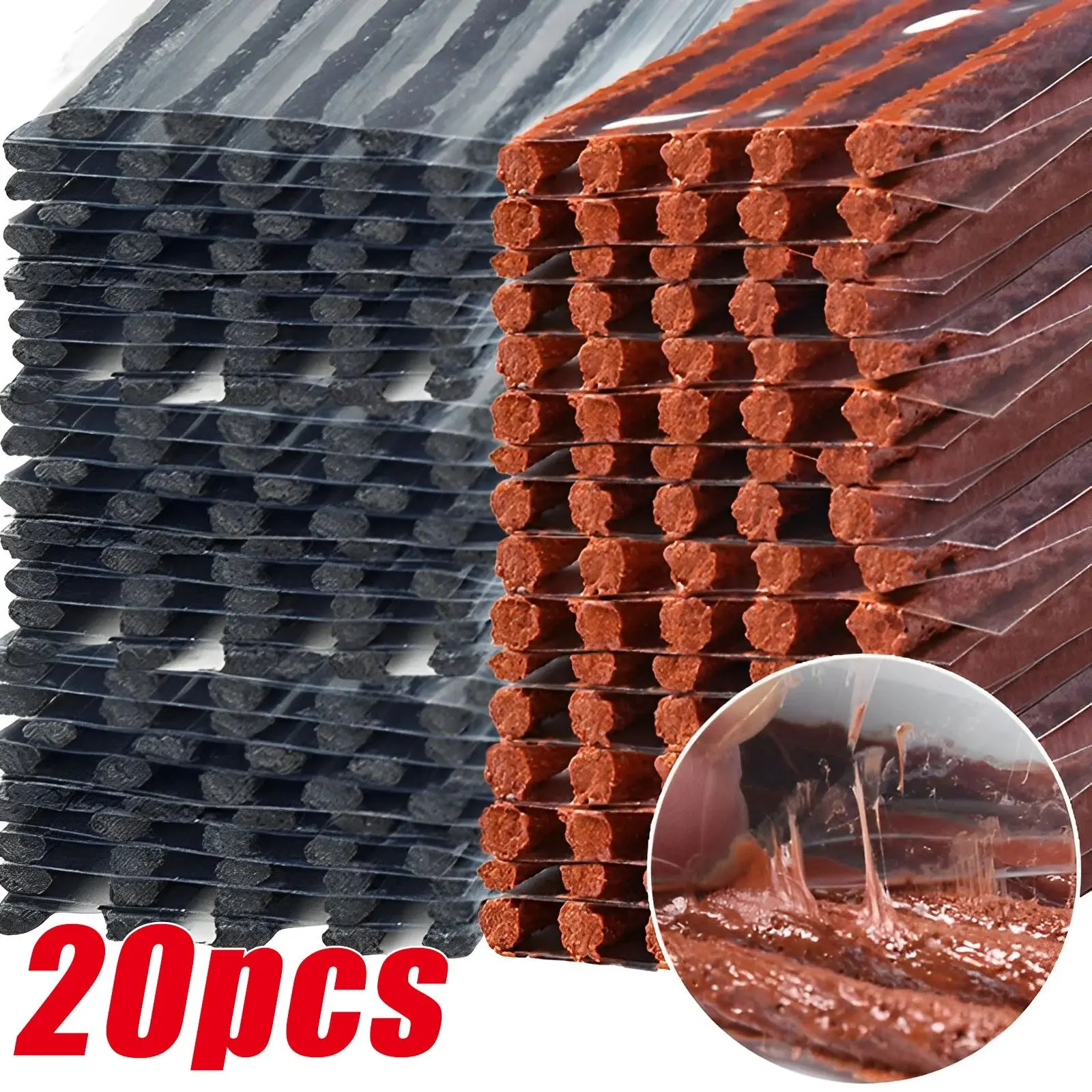 20Pcs Tire Repair Strips Stiring Glue for Tyre Puncture Emergency Car Motorcycle Bike Tyre Tire Rubber Strips Repairing Tools