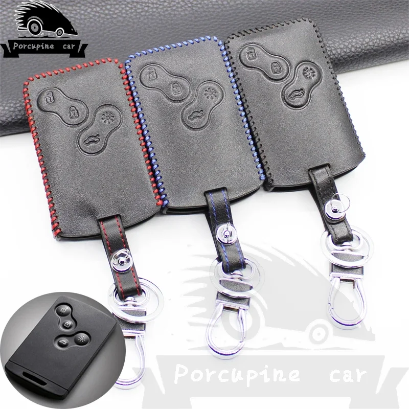 Genuine Leather Car Key Cover Key Case For Renault Duster Megane 4BTN 1 2 3 Captur Kadjar Clio Logan fluence Accessories