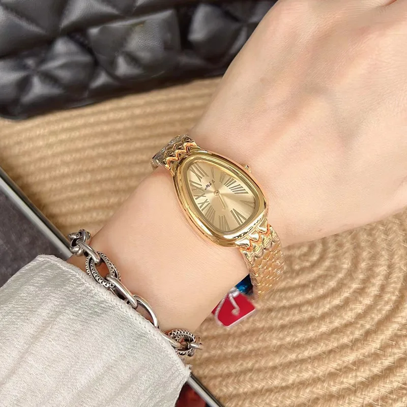 

New quartz women'swatch snakehead watch premium sense steel belt women's watch luxury automatic waterproof student birthday gift