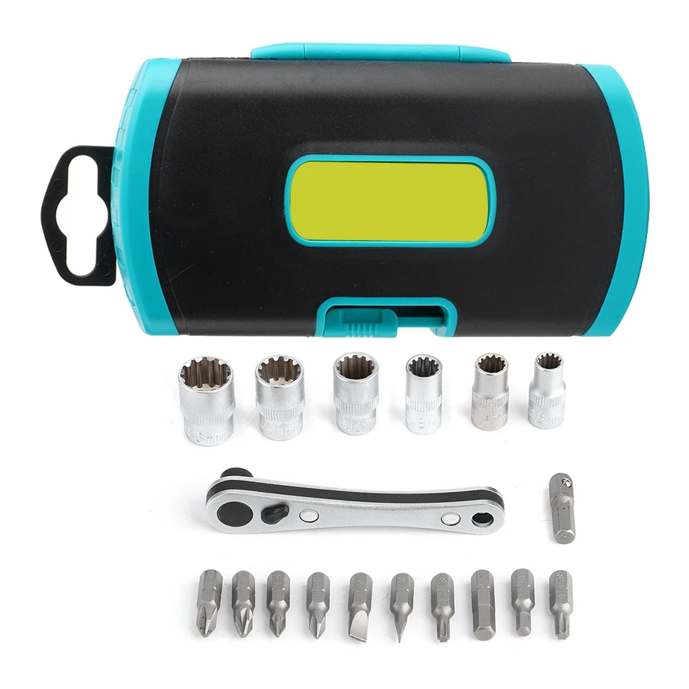 18 in 1 Mini 1/4in Ratchet Wrench Screwdriver Bit Set Multifunction Car Repair Tool