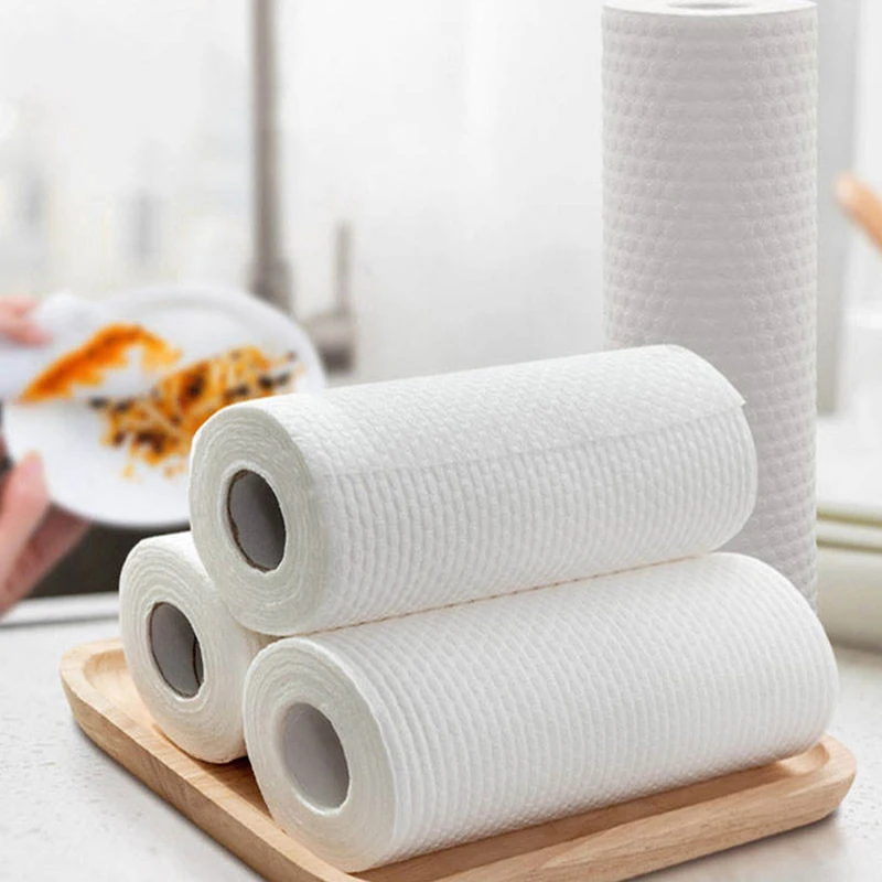 100/50pcs/roll Disposable Rags Non-woven Dishcloths Home Kitchen Roller Cleaning Cloths Lazy Rag Absorbent Towels Cleaner Wipes