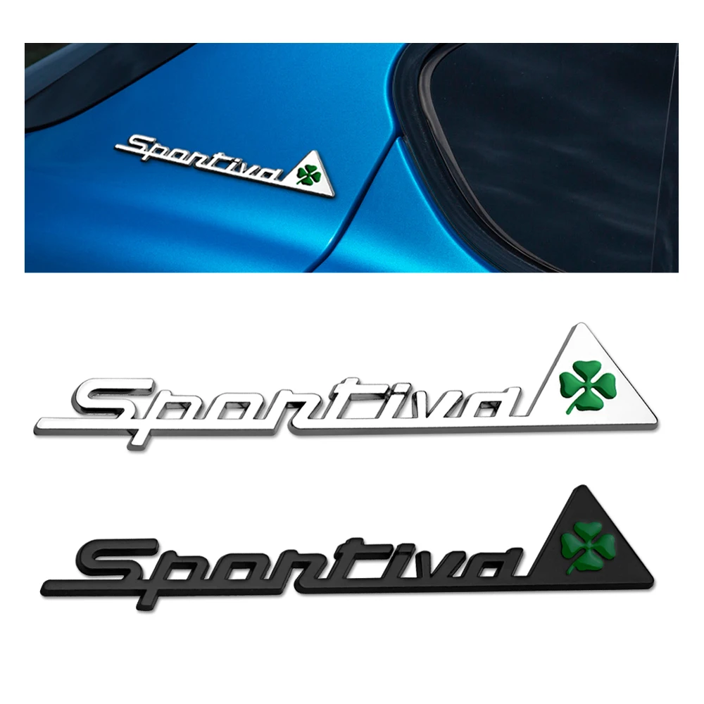 1PC Four Leaf Clover Sportiva Logo Car Rear Trunk Decoration Sticker for Alfa Romeo Giulia Stelvio Mito Giulietta GT 147 156 159