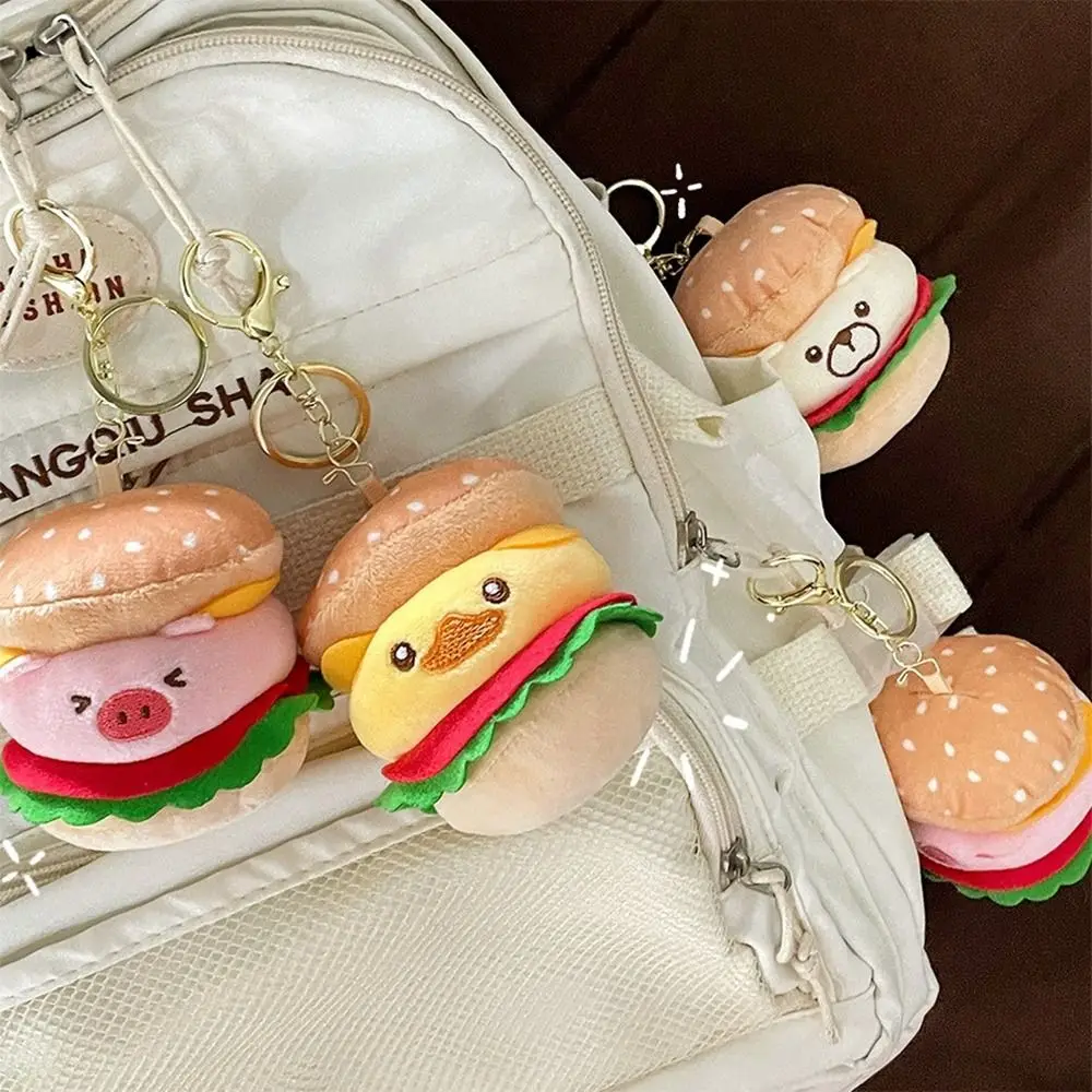 Cute Cartoon Doll Plush Doll Keychain Bear Bag Hanging Burger Capybara Pendant Cute Stuffed Toy Animal Animal Keyring Gifts