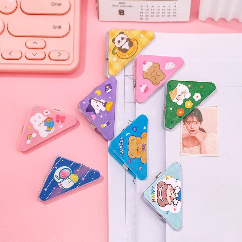 5pcs Ins Cartoon Triangle Corner Clips Kawaii segnalibri graffette indice del libro Photo Clamp Organizer da scrivania per cancelleria coreana