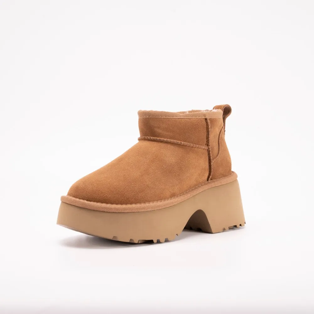 [Mermaid Style] Sheepskin and Wool Integrated Winter Women's Thick Bottom with Mermaid Short Boots for Casual Snow Boots