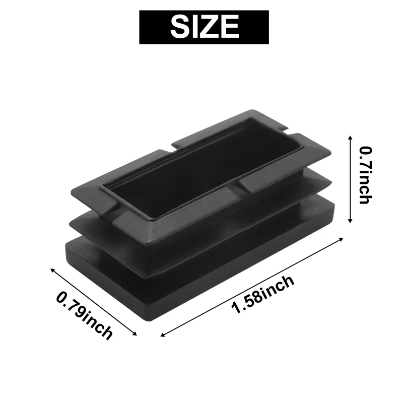 8 Pcs Black Plastic Rectangular Blanking End Caps Inserts 20mm x 40mm