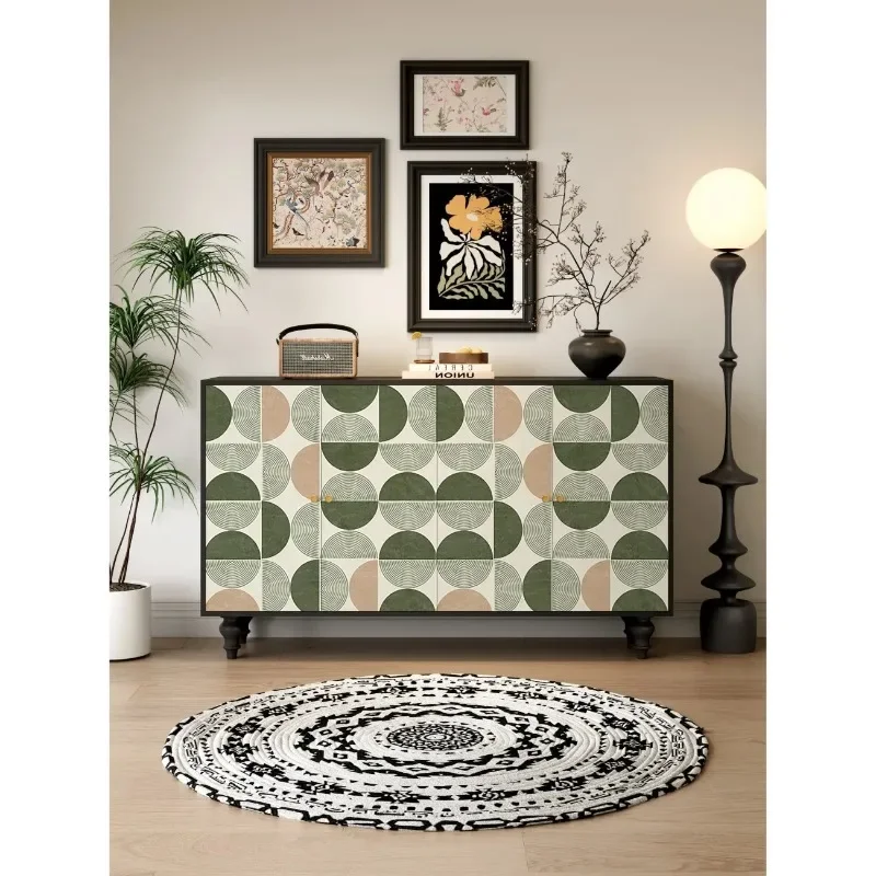 French geometric entrance cabinet art small apartment dining side cabinet living room homestay solid wood locker bedroom