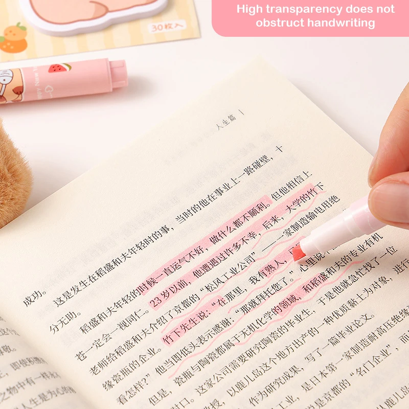 6Pcs/set Cartoon Capybara Highlighter Set Cute Hand Account Pen Marking Pen Student Stationery Office Supplies Gifts